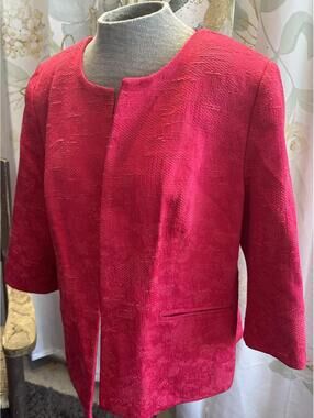 Kim Roger's Women's Textured Pink Red Open Front Blazer Jacket M
